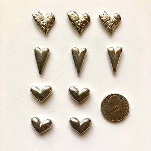 🎉HP🎉 PEWTER POCKET HEARTS CHARMS TOKENS, Heart Charm Token Textured Set of 10!